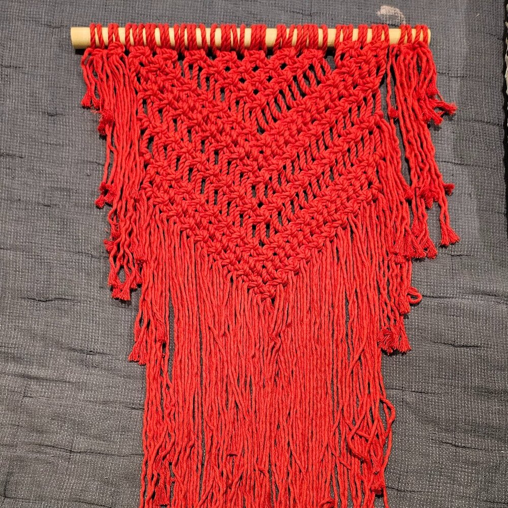 Red Macrame Wall Hanging